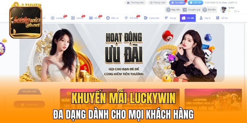 Khuyến mãi Luckywin đa dạng dành cho mọi khách hàng